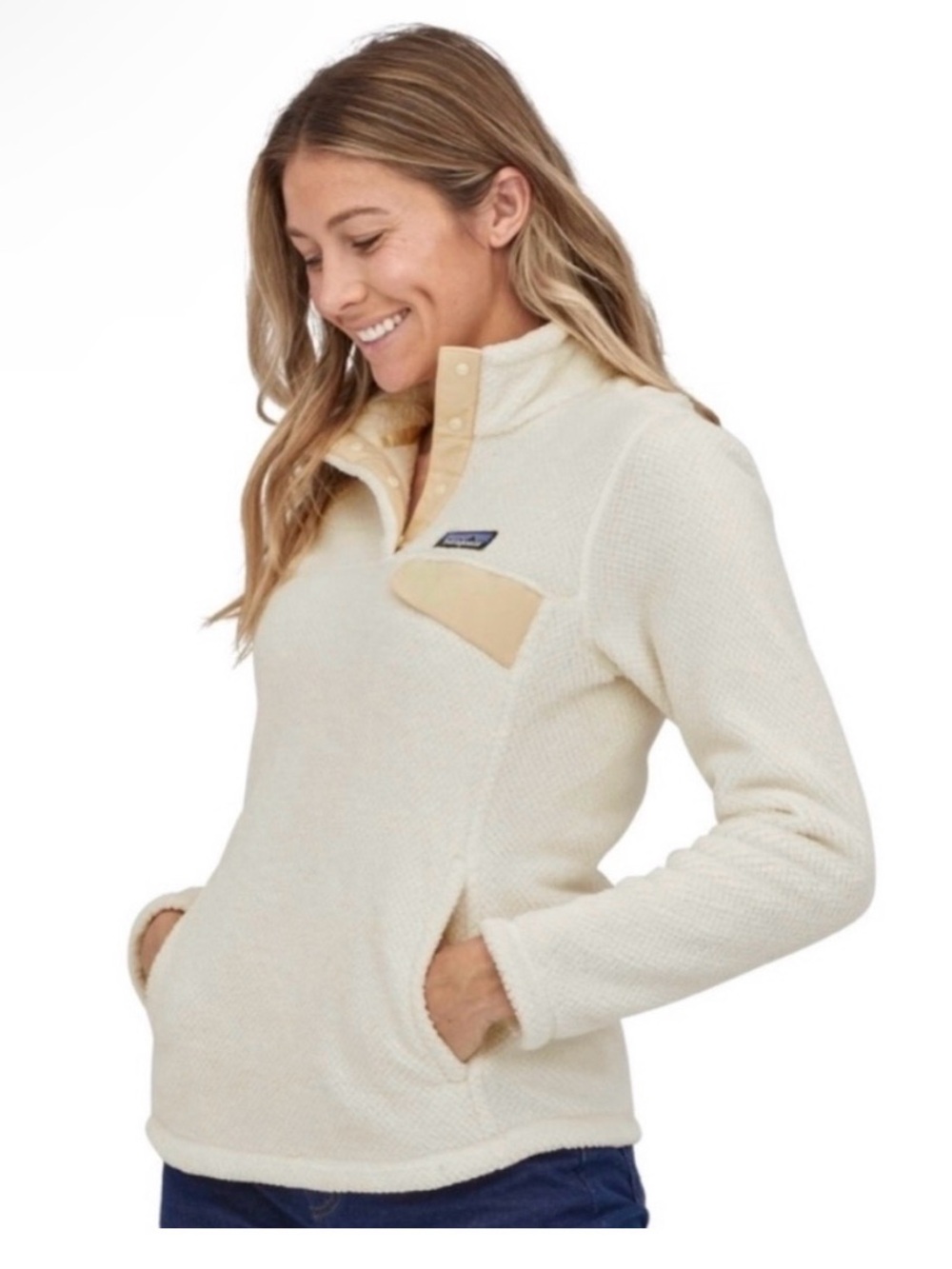 Patagonia Cream Sherpa Snap-Front Pullover
